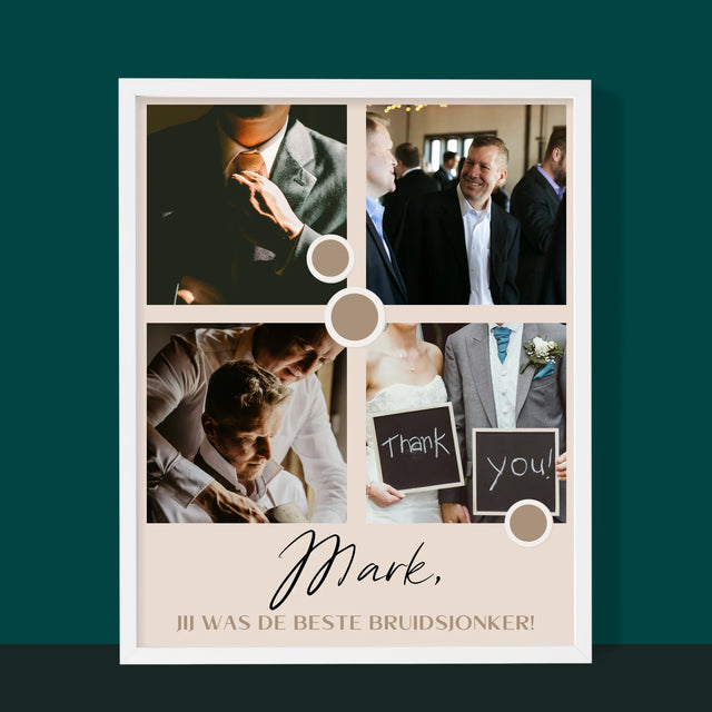 Fotocollage: Bedankt Collage, Bruidsjonker - Afdruk Met Frame 30X40 (Verticaal)