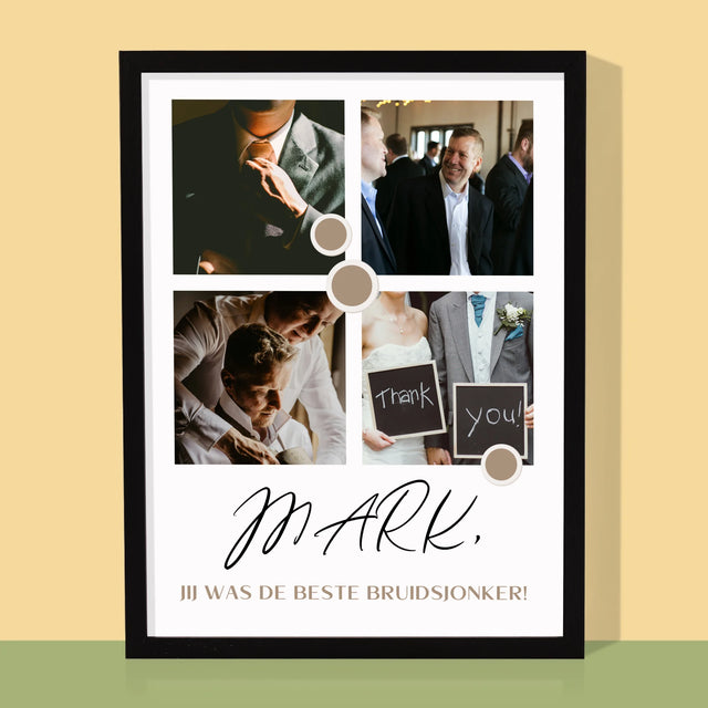 Fotocollage: Bedankt Collage, Bruidsjonker - Afdruk Met Frame 30X40 (Verticaal)