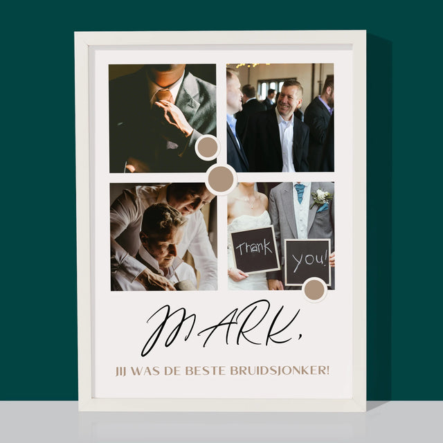 Fotocollage: Bedankt Collage, Bruidsjonker - Afdruk Met Frame 30X40 (Verticaal)