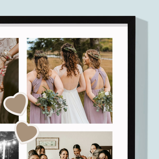 Fotocollage: Bedankt Collage, Bruidsmeisje - Afdruk Met Frame 30X40 (Verticaal)