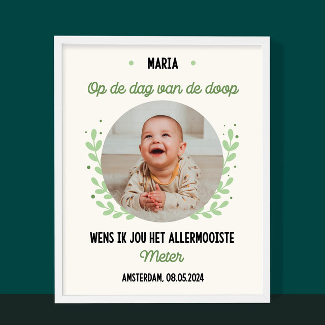 Foto En Handtekening: Ter Gelegenheid Van De Doop - Afdruk Met Frame 30X40 (Verticaal)