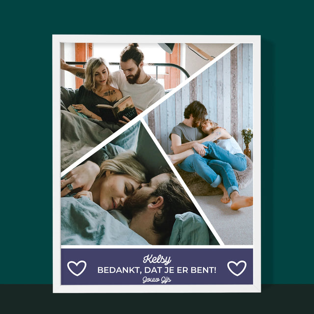 Fotocollage: Bedankt, Dat Je Er Bent - Afdruk Met Frame 30X40 (Verticaal)