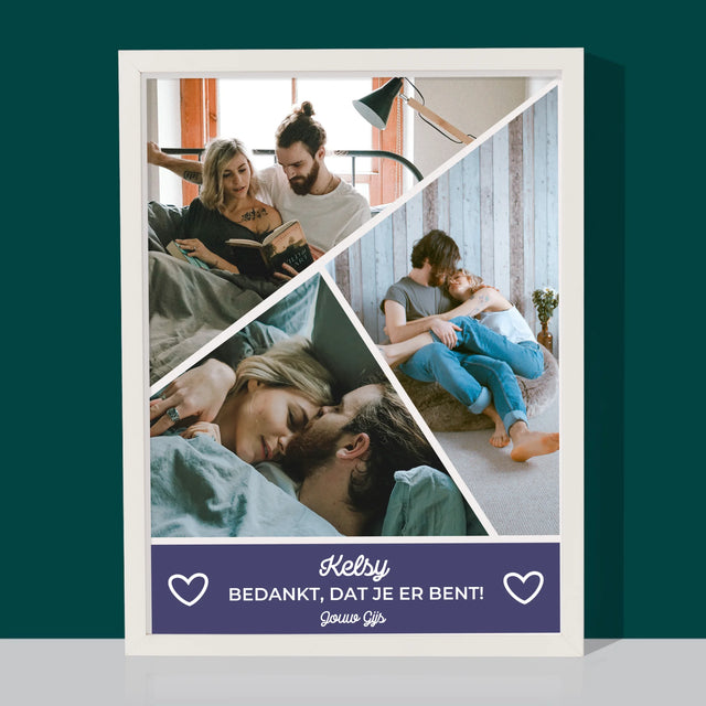 Fotocollage: Bedankt, Dat Je Er Bent - Afdruk Met Frame 30X40 (Verticaal)