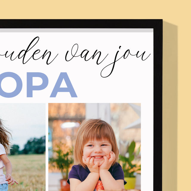 Fotocollage: Opa Wij Houden Van Jou - Afdruk Met Frame 30X40 (Verticaal)