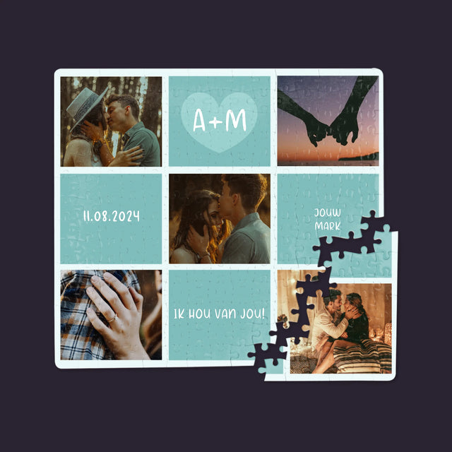 Fotocollage: Initialen Ik Hou Van Jou - Puzzel