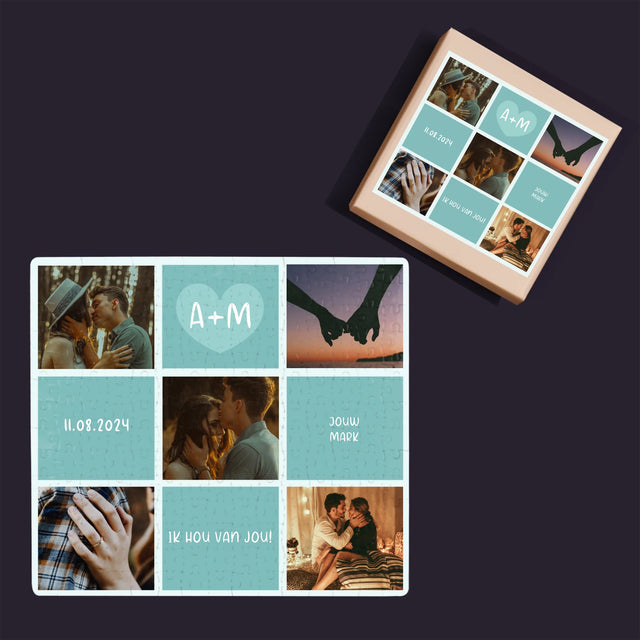 Fotocollage: Initialen Ik Hou Van Jou - Puzzel