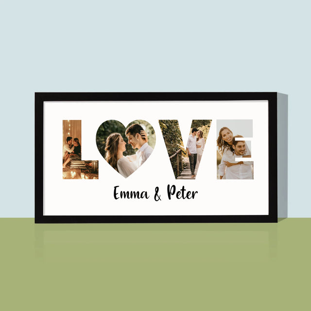 Woord Van Foto'S: Love Met Jouw Foto'S - Afdruk Met Frame 20X40 (Horizontaal)