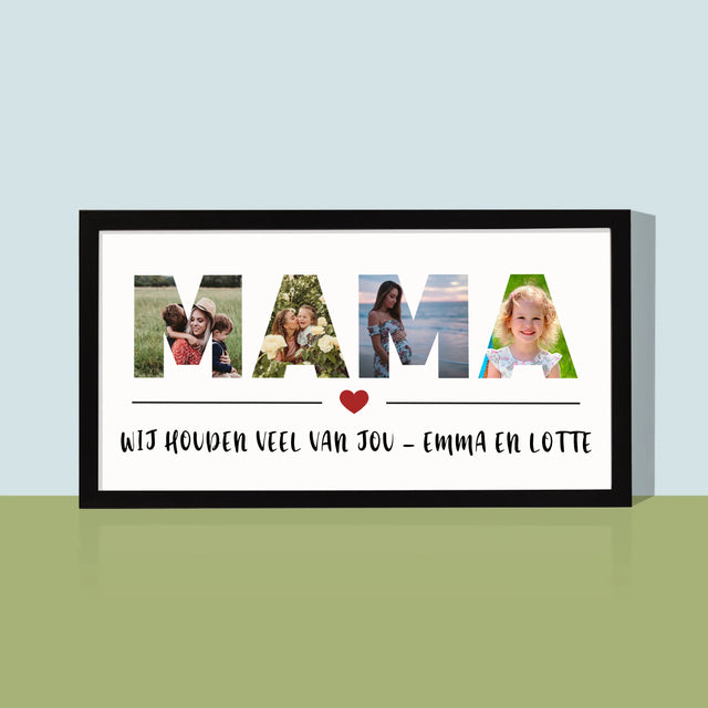 Woord Van Foto'S: Mama - Afdruk Met Frame 20X40 (Horizontaal)