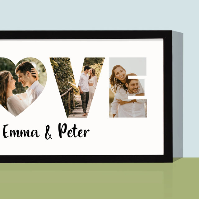 Woord Van Foto'S: Love Met Jouw Foto'S - Afdruk Met Frame 20X40 (Horizontaal)