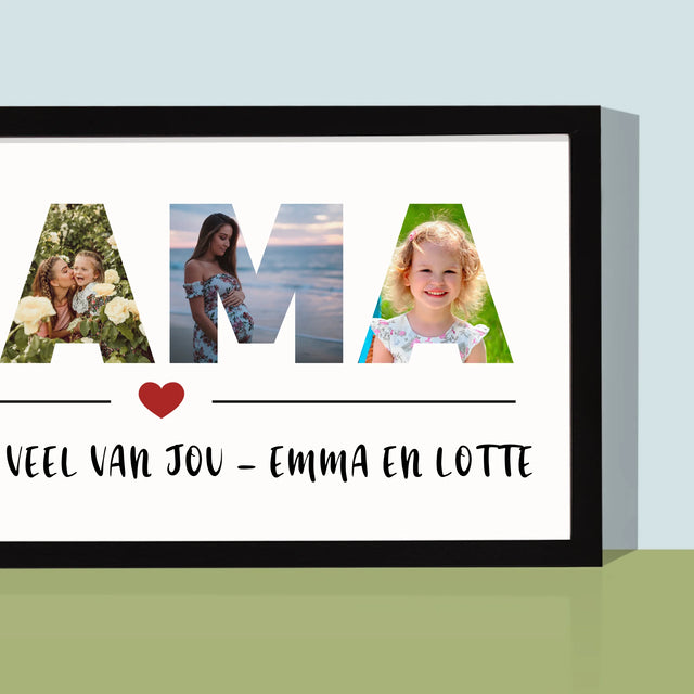 Woord Van Foto'S: Mama - Afdruk Met Frame 20X40 (Horizontaal)