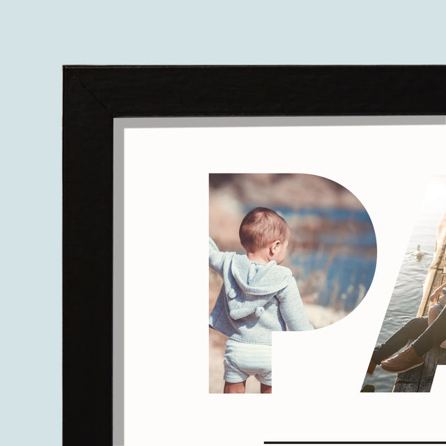 Woord Van Foto'S: Papa  - Afdruk Met Frame 20X40 (Horizontaal)