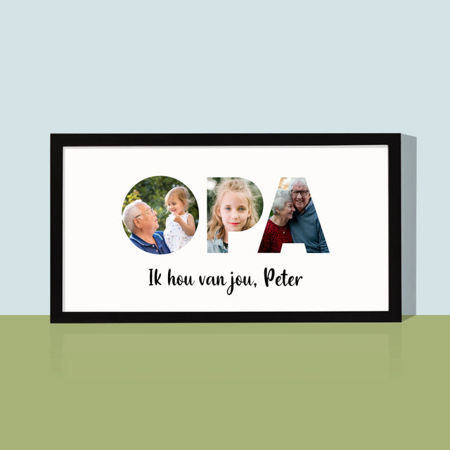 Woord Van Foto'S: Opa - Afdruk Met Frame 20X40 (Horizontaal)