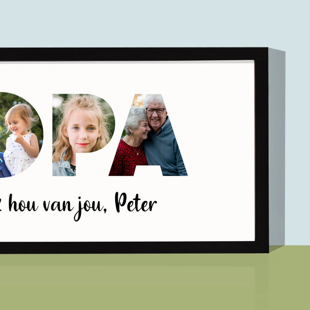 Woord Van Foto'S: Opa - Afdruk Met Frame 20X40 (Horizontaal)