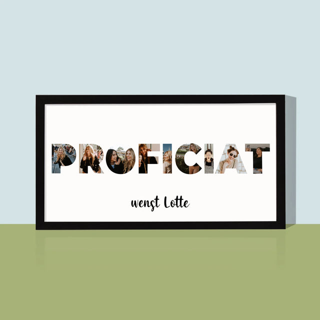 Woord Van Foto'S: Proficiat - Afdruk Met Frame 20X40 (Horizontaal)