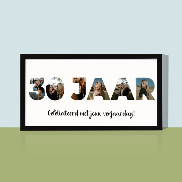 Woord Van Foto'S: 30 Jaar - Afdruk Met Frame 20X40 (Horizontaal)