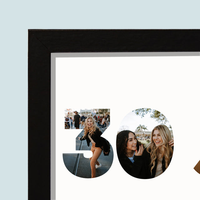 Woord Van Foto'S: 30 Jaar - Afdruk Met Frame 20X40 (Horizontaal)