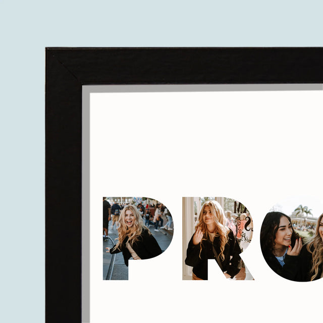 Woord Van Foto'S: Proficiat - Afdruk Met Frame 20X40 (Horizontaal)