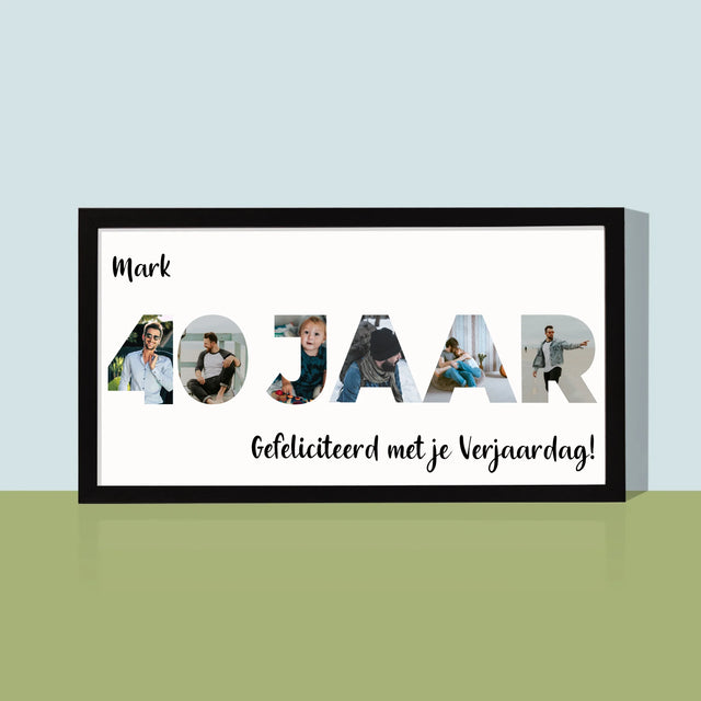 Woord Van Foto'S: 40 Jaar - Afdruk Met Frame 20X40 (Horizontaal)