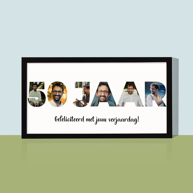 Woord Van Foto'S: 50 Jaar - Afdruk Met Frame 20X40 (Horizontaal)