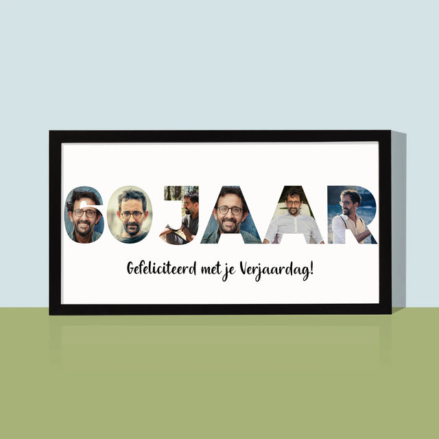 Woord Van Foto'S: 60 Jaar - Afdruk Met Frame 20X40 (Horizontaal)