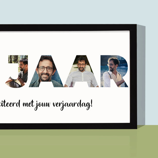 Woord Van Foto'S: 50 Jaar - Afdruk Met Frame 20X40 (Horizontaal)