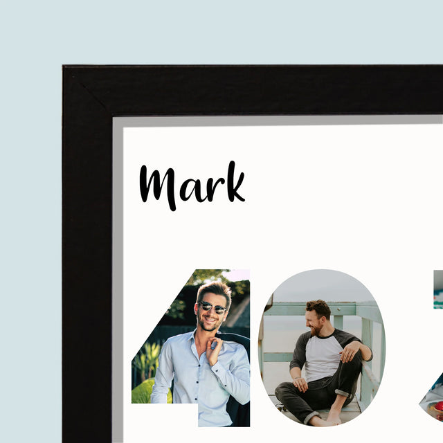 Woord Van Foto'S: 40 Jaar - Afdruk Met Frame 20X40 (Horizontaal)