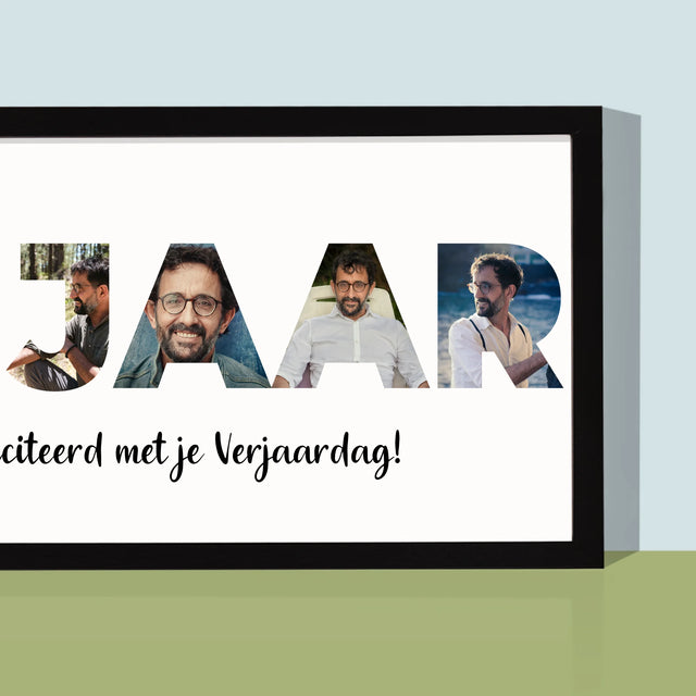 Woord Van Foto'S: 60 Jaar - Afdruk Met Frame 20X40 (Horizontaal)