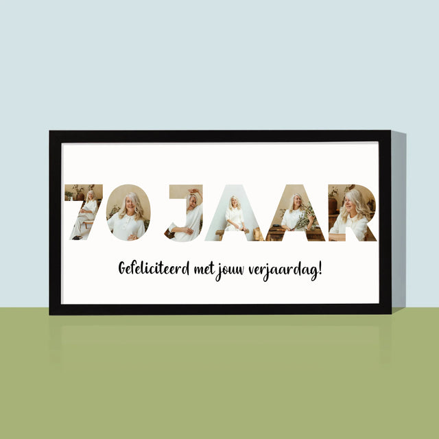 Woord Van Foto'S: 70 Jaar - Afdruk Met Frame 20X40 (Horizontaal)