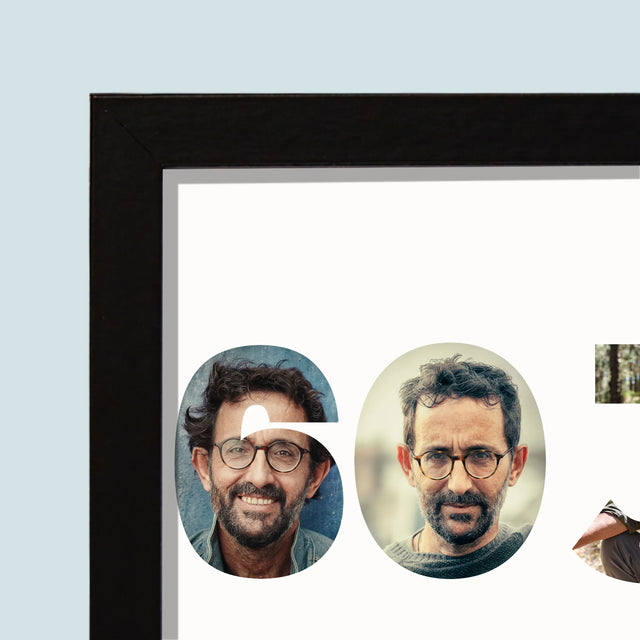 Woord Van Foto'S: 60 Jaar - Afdruk Met Frame 20X40 (Horizontaal)