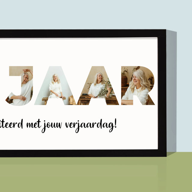 Woord Van Foto'S: 70 Jaar - Afdruk Met Frame 20X40 (Horizontaal)