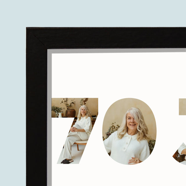 Woord Van Foto'S: 70 Jaar - Afdruk Met Frame 20X40 (Horizontaal)