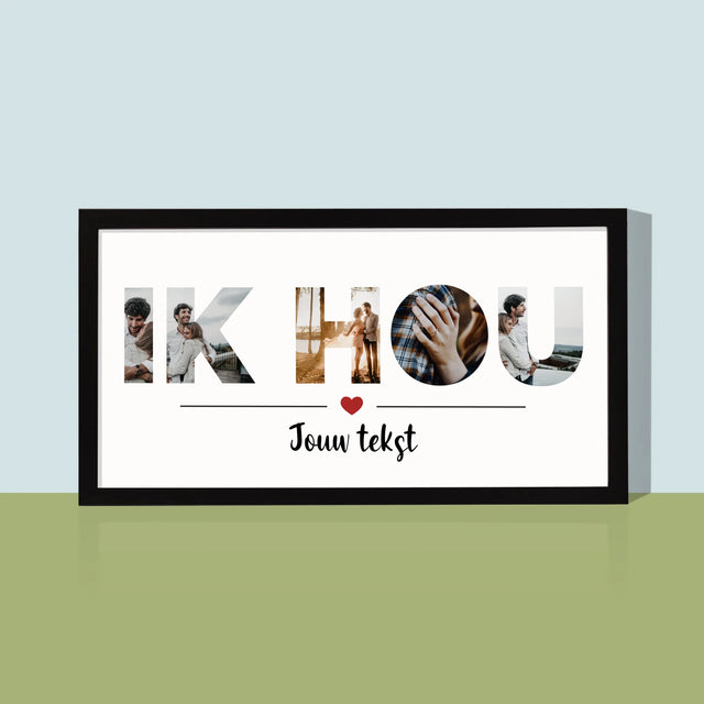 Woord Van Foto'S: Houden Van - Afdruk Met Frame 20X40 (Horizontaal)