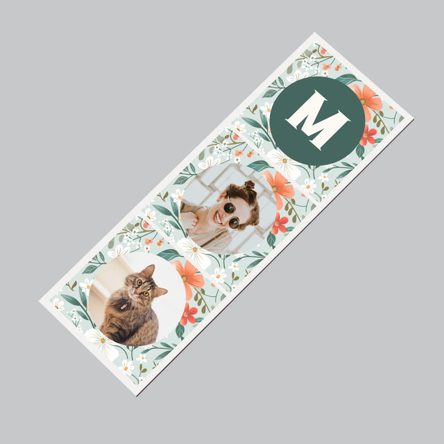 Fotocollage: Monogram Bloemen - Koelkast Magneet