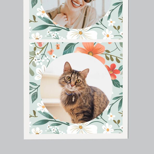 Fotocollage: Monogram Bloemen - Koelkast Magneet