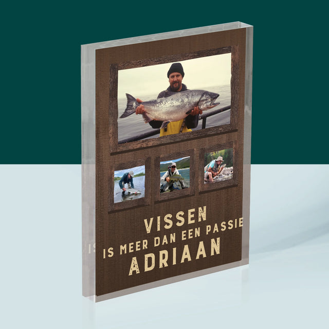 Fotocollage: Vissen Is Meer Dan Een Passie - Acryl Blok