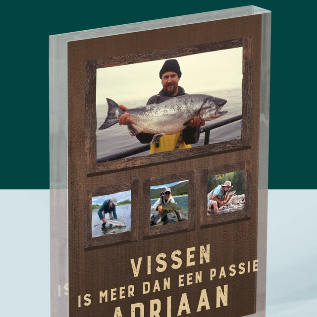 Fotocollage: Vissen Is Meer Dan Een Passie - Acryl Blok
