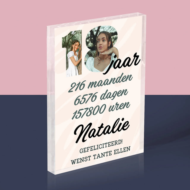 Woord Van Foto'S: 18 Jaar Aftellen - Acryl Blok