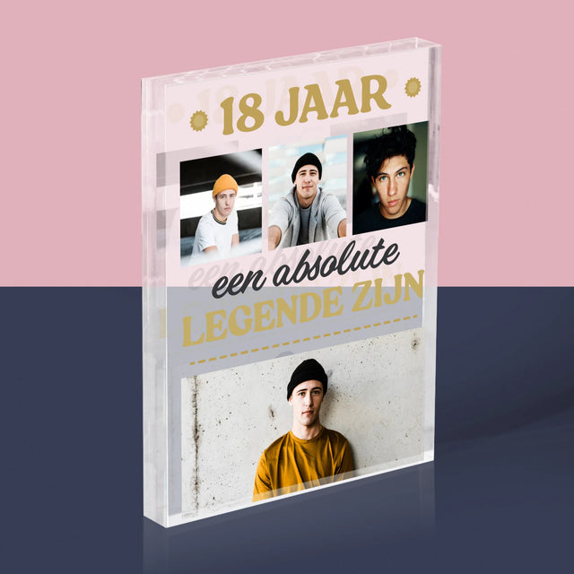 Fotocollage: 18 Jaar Een Legende Zijn - Acryl Blok
