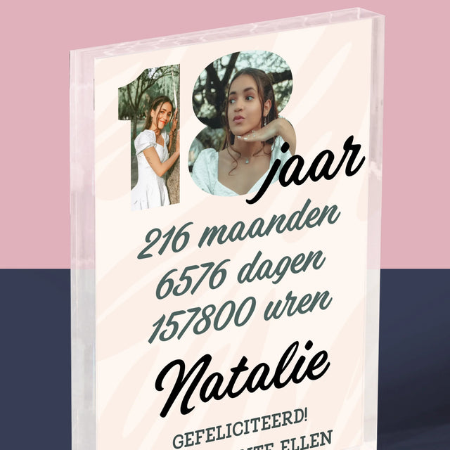 Woord Van Foto'S: 18 Jaar Aftellen - Acryl Blok