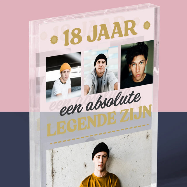 Fotocollage: 18 Jaar Een Legende Zijn - Acryl Blok