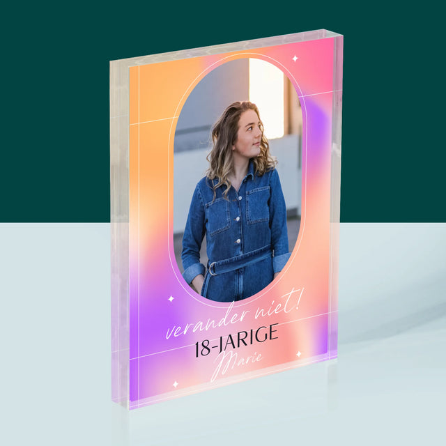 Foto En Handtekening: Verander Niet - Acryl Blok