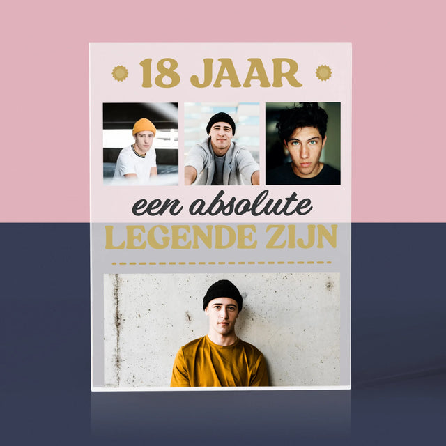 Fotocollage: 18 Jaar Een Legende Zijn - Acryl Blok