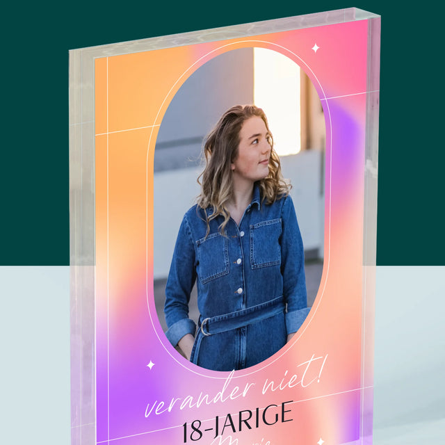 Foto En Handtekening: Verander Niet - Acryl Blok