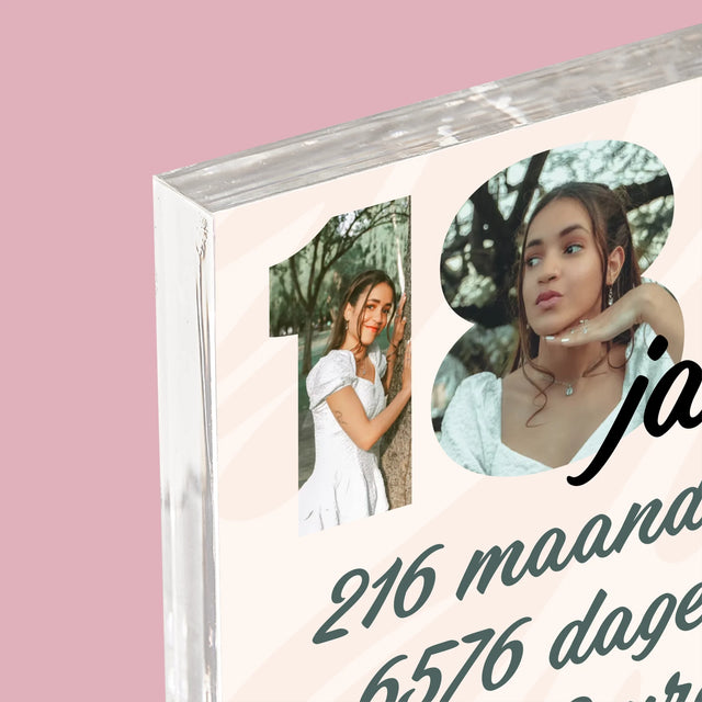 Woord Van Foto'S: 18 Jaar Aftellen - Acryl Blok