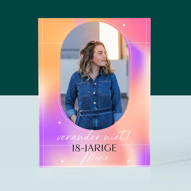 Foto En Handtekening: Verander Niet - Acryl Blok