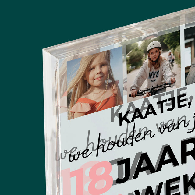 Fotocollage: We Houden Al 18 Jaar Van Je - Acryl Blok