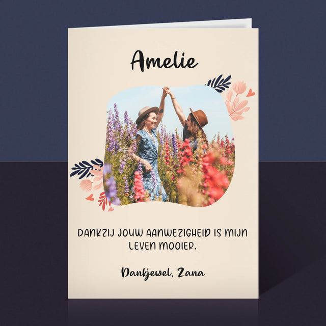 Foto En Handtekening: Bedankt Voor Beste Vriendin - Wenskaart