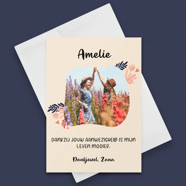 Foto En Handtekening: Bedankt Voor Beste Vriendin - Wenskaart