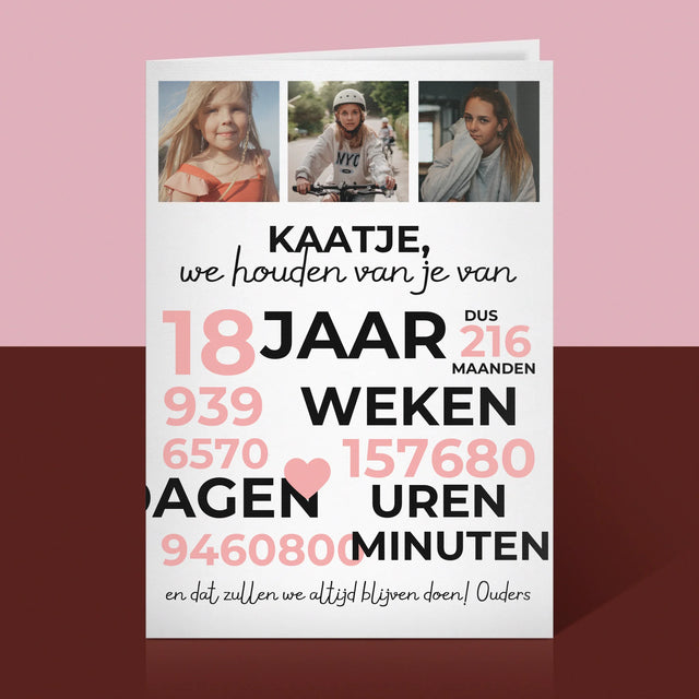 Fotocollage: We Houden Al 18 Jaar Van Je - Wenskaart