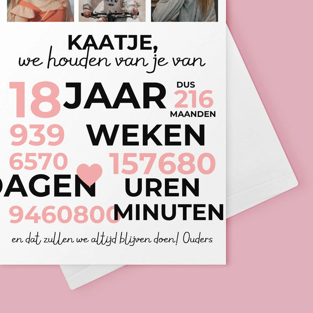 Fotocollage: We Houden Al 18 Jaar Van Je - Wenskaart
